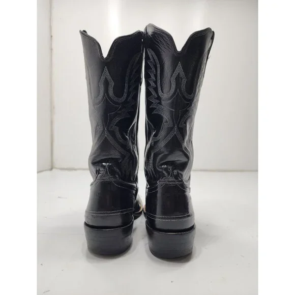 Rios of Mercedes Mens Eel Skin Exotic Cowboy Western Boots Black Size 9 - Picture 4 of 10